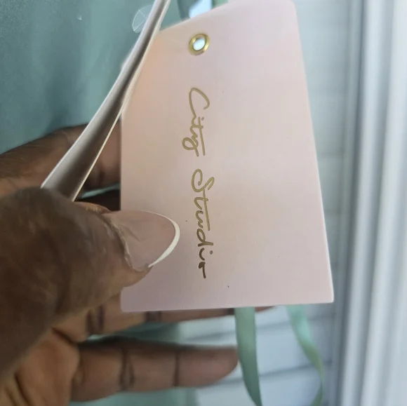 City Studio Elegant Teal Maxi Dress  Sz 1 Pearl Sleeve Cowl Neck Slit  Holiday - Picture 7 of 16